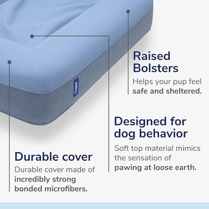 Dog Bed, Plush Memory Foam, Small, Blue