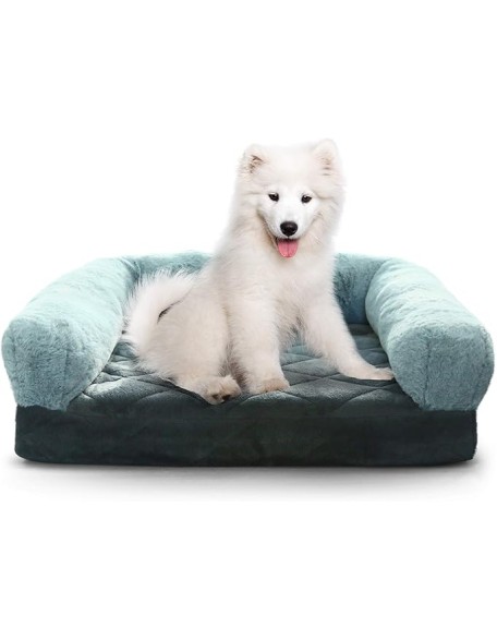 Luxe Pets Memory Foam Grey Orthopedic Small, Medium Dog Bed, 5” Thick, Faux Fur, Velvet, 100% Waterproof, YKK Zippers, Machine Washable, Full Slab Cotton Padded Cushion, Washable, Warranty