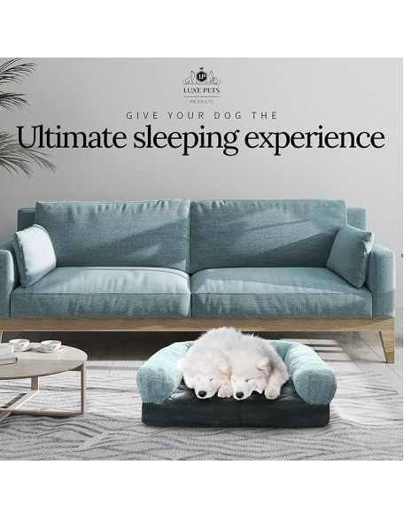 Luxe Pets Memory Foam Grey Orthopedic Small, Medium Dog Bed, 5” Thick, Faux Fur, Velvet, 100% Waterproof, YKK Zippers, Machine Washable, Full Slab Cotton Padded Cushion, Washable, Warranty