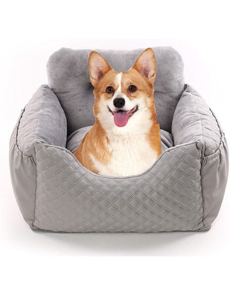 Dog Car Seat Puppy Booster Seat Detachable Non-Slip Dog Travel Car Carrier Bed Safety Seats with Storage Pocket and Clip-On Safety Leash with Removable Washable Cover for Small Dogs Or Cats