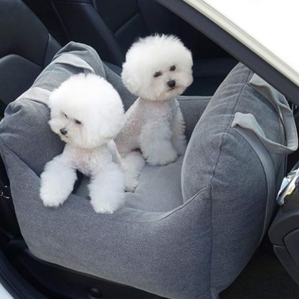 2 in 1 Dog Car Seat,Portable Pet Handbag, Puppy Pet Booster Seat,Pet Travel Car Carrier Bed with Storage Pocket and Clip-On Safety Leash Removable Washable Cover,Dual-Use for Car and Home