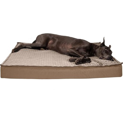 Water-Resistant Cooling Gel Dog Bed for Large Dogs w/ Removable Quilt Top & Washable Cover, For Dogs Up to 125 lbs - Indoor/Outdoor Quilt Top Convertible Mattress - Sand, Jumbo Plus/XXL