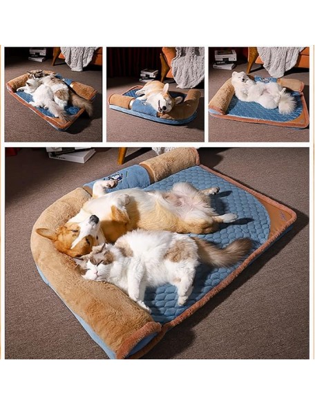 Cat and Dog Bed,Pet Deluxe Orthopedic Dog Bed,with Removable Washable Cover, with Anti-Slip Bottom,Orthopedic Dog Bed and Mattress Mat for Dog Crate, Bolster Dog Beds (Size : 100 * 80 * 14.5cm)