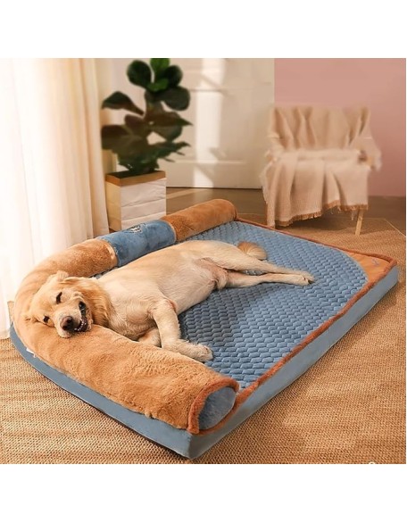 Cat and Dog Bed,Pet Deluxe Orthopedic Dog Bed,with Removable Washable Cover, with Anti-Slip Bottom,Orthopedic Dog Bed and Mattress Mat for Dog Crate, Bolster Dog Beds (Size : 100 * 80 * 14.5cm)
