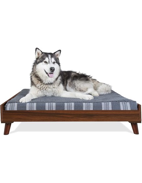 Elevated Dog Bed Frame for 40" x 32" XL Dog Beds, Easy Assembly - Mid-Century Modern Bed Frame - Walnut, Jumbo/XL