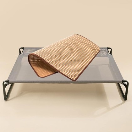 Pet Beds, Elevated Cooling Dog Bed Breathable for Easy Installation Pet Bedding with Cooling Pad for Medium to Large Sized Dogs (Color : Gray, Size : 90x65x21cm)