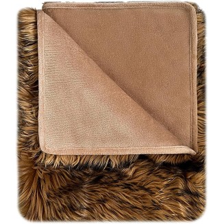Faux Fur Pet Blanket - Waterproof Blankets for Dogs, Dog Cover for Couch, Throw for Sleeping, Whelping, and Comfort, Furniture Protection, Machine Washable, Brown 80" x 60"