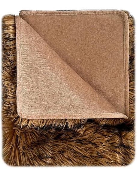Faux Fur Pet Blanket - Waterproof Blankets for Dogs, Dog Cover for Couch, Throw for Sleeping, Whelping, and Comfort, Furniture Protection, Machine Washable, Brown 80" x 60"