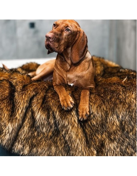 Faux Fur Pet Blanket - Waterproof Blankets for Dogs, Dog Cover for Couch, Throw for Sleeping, Whelping, and Comfort, Furniture Protection, Machine Washable, Brown 80" x 60"