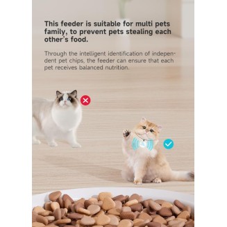 Automatic Cat Feeder with Collar Sensor, RFID Tag for Multi-Pet Identification, Microchip Pet Feeder & Adjustable Meal Setting, Dual Battery