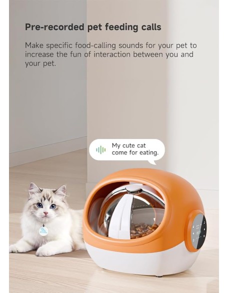 Automatic Cat Feeder with Collar Sensor, RFID Tag for Multi-Pet Identification, Microchip Pet Feeder & Adjustable Meal Setting, Dual Battery