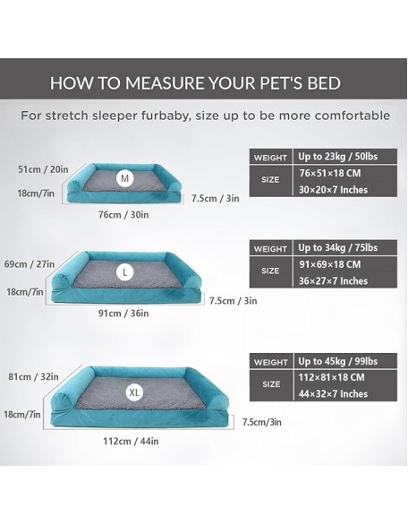Large Orthopedic Dog Bed with Egg FoamSupport, Dog Bed with Bolster Washable Removable Cover with Zipper and Non-Slip Bottom Bolster, Dog Sofa Bed,XL