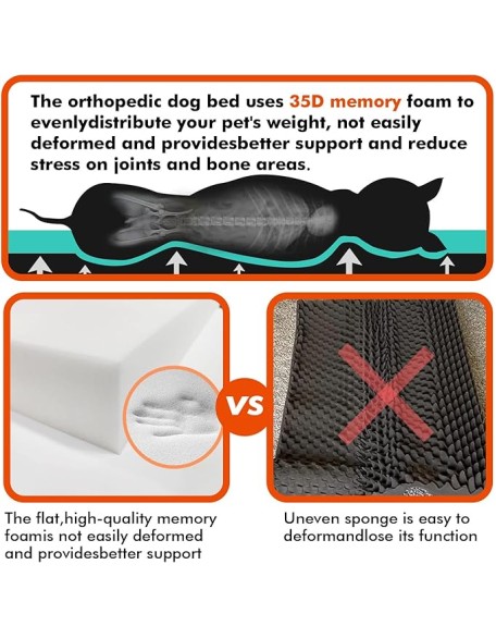 Upgraded Heated Dog Bed L-Shaped Chaise,12V Safe Voltage Arthritis Dog Bed with Memory Foam, Heated Pet Bed with Waterproof Cover for Medium, Large Dogs/M