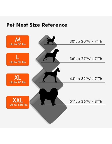Upgraded Heated Dog Bed L-Shaped Chaise,12V Safe Voltage Arthritis Dog Bed with Memory Foam, Heated Pet Bed with Waterproof Cover for Medium, Large Dogs/M