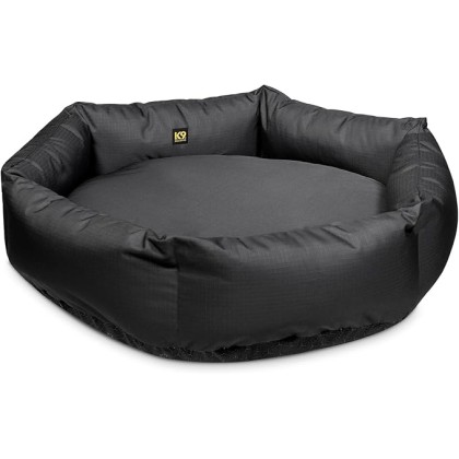 Tough Ripstop Round Bolster Dog Bed, Donut Shape, Scratch-Resistant, Machine Washable - Small, Black Ripstop