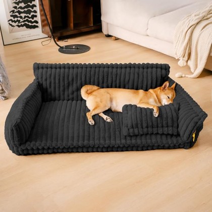 Dog Bed for Medium Large Dogs - Orthopedic Dog Sofa with Removable Washable Cover and Anti-Slip Bottom, Supportive Foam Pet Couch Bed (Dark Grey, XXL)