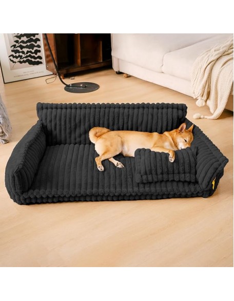 Dog Bed for Medium Large Dogs - Orthopedic Dog Sofa with Removable Washable Cover and Anti-Slip Bottom, Supportive Foam Pet Couch Bed (Dark Grey, XXL)