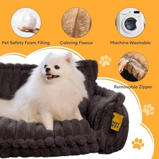 Dog Bed for Medium Large Dogs - Orthopedic Dog Sofa with Removable Washable Cover and Anti-Slip Bottom, Supportive Foam Pet Couch Bed (Dark Grey, XXL)