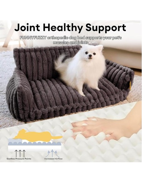 Dog Bed for Medium Large Dogs - Orthopedic Dog Sofa with Removable Washable Cover and Anti-Slip Bottom, Supportive Foam Pet Couch Bed (Dark Grey, XXL)