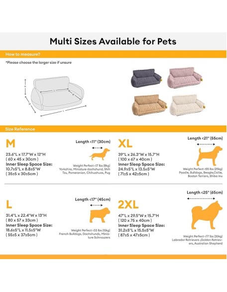 Dog Bed for Medium Large Dogs - Orthopedic Dog Sofa with Removable Washable Cover and Anti-Slip Bottom, Supportive Foam Pet Couch Bed (Dark Grey, XXL)