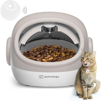 Automatic Cat Feeder, RFID Cat Food Dispenser with Collar Sensor, Timed Auto Pet Feeder for Multi-Cat Households, 4 Feeding Modes, Suitable for Both Wet and Dry Food