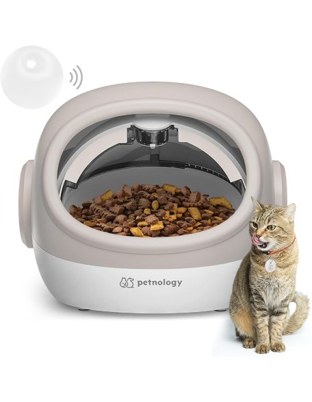 Automatic Cat Feeder, RFID Cat Food Dispenser with Collar Sensor, Timed Auto Pet Feeder for Multi-Cat Households, 4 Feeding Modes, Suitable for Both Wet and Dry Food