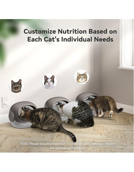 Automatic Cat Feeder, RFID Cat Food Dispenser with Collar Sensor, Timed Auto Pet Feeder for Multi-Cat Households, 4 Feeding Modes, Suitable for Both Wet and Dry Food