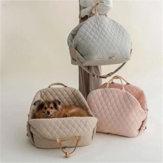 Dog Carrier Handbag Luxury Car Seat Pet Travel Bed for Small Dogs Cat Portable Washable Puppy Carrier Tote Safety Pet Booster(MS,S 44x22x34cm)