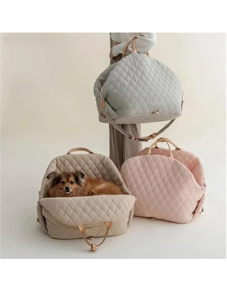 Dog Carrier Handbag Luxury Car Seat Pet Travel Bed for Small Dogs Cat Portable Washable Puppy Carrier Tote Safety Pet Booster(MS,S 44x22x34cm)
