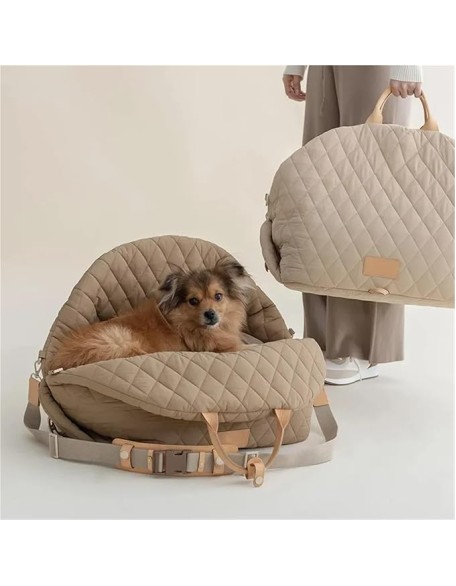 Dog Carrier Handbag Luxury Car Seat Pet Travel Bed for Small Dogs Cat Portable Washable Puppy Carrier Tote Safety Pet Booster(MS,S 44x22x34cm)