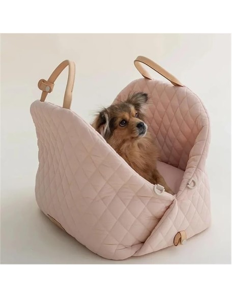 Dog Carrier Handbag Luxury Car Seat Pet Travel Bed for Small Dogs Cat Portable Washable Puppy Carrier Tote Safety Pet Booster(MS,S 44x22x34cm)