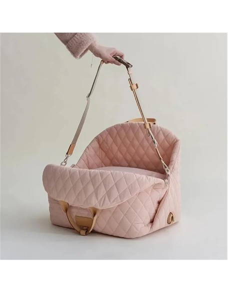 Dog Carrier Handbag Luxury Car Seat Pet Travel Bed for Small Dogs Cat Portable Washable Puppy Carrier Tote Safety Pet Booster(MS,S 44x22x34cm)