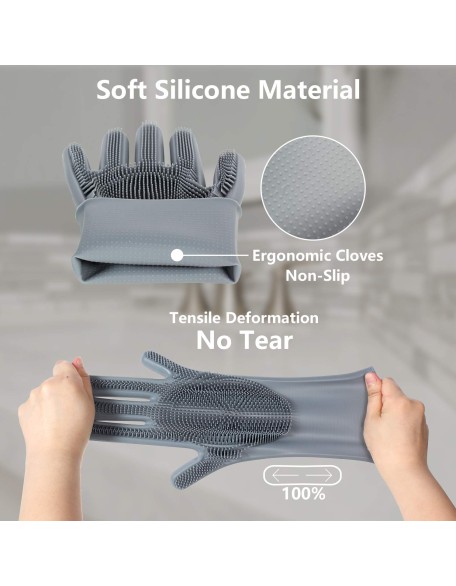 Pet Grooming Gloves - Gentle Dog Bathing Shampoo Brush