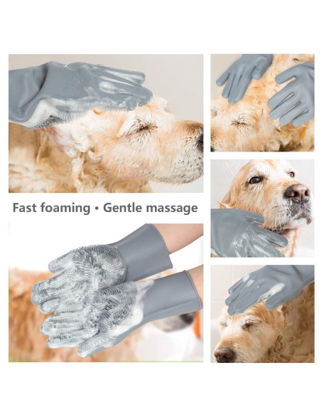 Pet Grooming Gloves - Gentle Dog Bathing Shampoo Brush