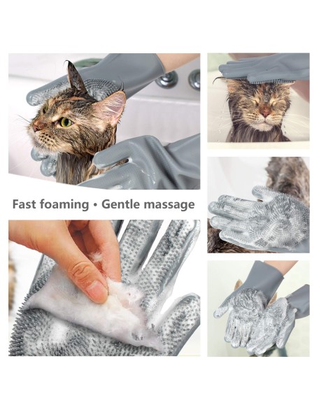 Pet Grooming Gloves - Gentle Dog Bathing Shampoo Brush