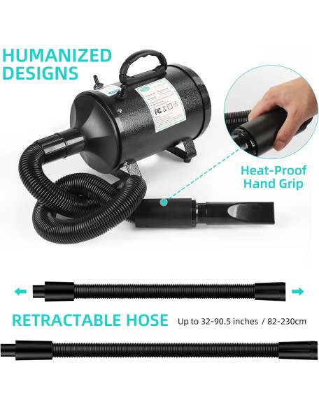 Dog Hair Dryer, 3.2HP Stepless