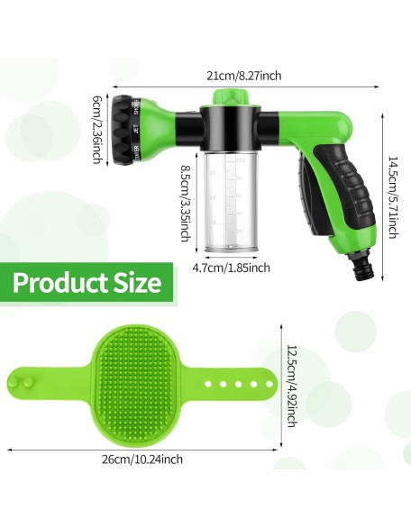 2 Pcs Jet Bathing Tool for Pet Set Hose Nozzle Soap Dispenser and Dog Rubber Comb Brush